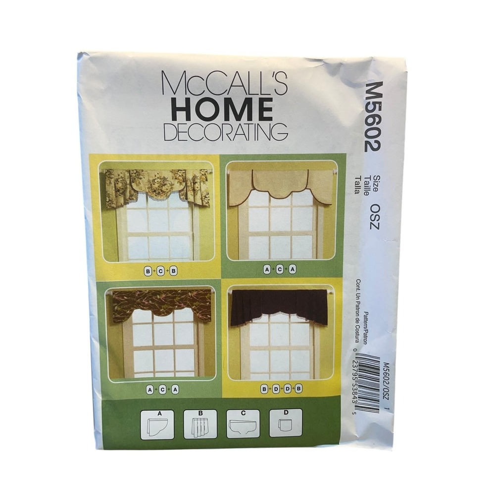 McCALL'S M5602 Home Decorating Window Treatments OSZ